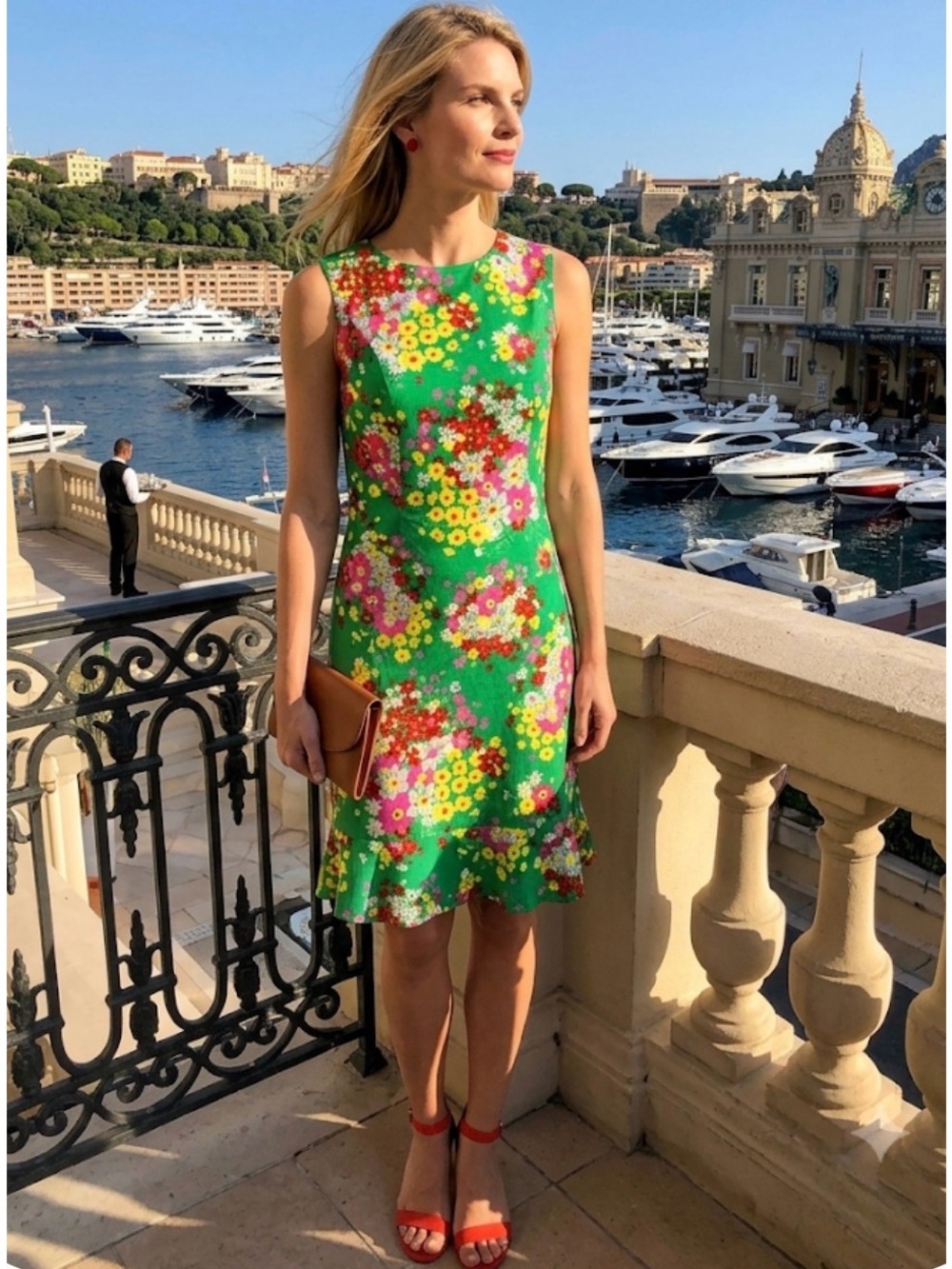 🎀TALBOTS Sleeveless springtime floral Shift Dress Green size 10 GUC